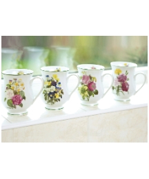 Spring Posy Bellied Mugs 4 & 4 Free