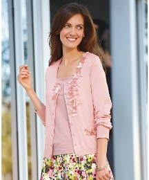 Gray & Osbourn Chiffon Trim Cardigan