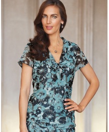 Gray & Osbourn Tie Neck Chiffon Top