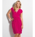 Chianti Pleated V-Neck Jersey Dress