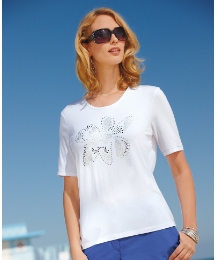 Barbara Lebek Sequin Flower Detail Top