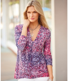 Anise Snake Print V-Neck Jersey Top