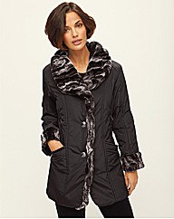 Gelco Faux Fur Trim Padded Coat - Gray & Osbourn