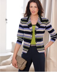Frank Walder Cotton Stripe Jersey Blazer