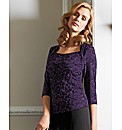 Lace Print Sequin Jersey Top