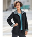 Quilted Herringbone Print Detail Coat