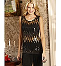 Joanna Hope Sequin Fringe Jersey Top