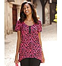 Joanna Hope Animal Print Woven T-shirt