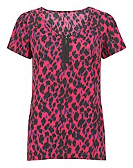 Joanna Hope Animal Print Woven T-shirt