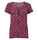Joanna Hope Animal Print Woven T-shirt