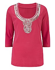 Joanna Hope Embellished Jersey Top