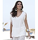 Joanna Hope Fringe Sleeve Jersey Top