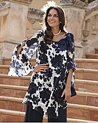Joanna Hope Bow Trim Print Tunic