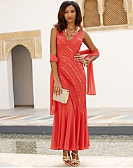 Joanna Hope Sequin Maxi Dress and Scarf