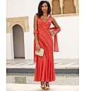 Joanna Hope Sequin Maxi Dress and Scarf