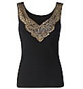 Joanna Hope Applique Trim Jersey Top