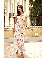 Joanna Hope Angel Sleeve Print Dress