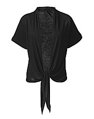 Asymmetric Roll Up Sleeve Shrug Cardigan
