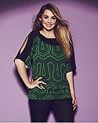 Anna Scholz Slash Neck Split Sleeve Top