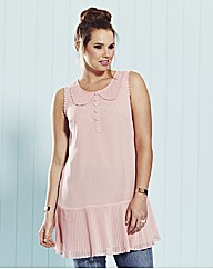 And Abigail Pleat Trim Sleeveless Blouse
