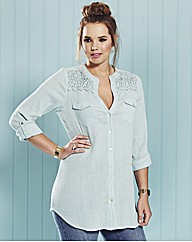 And Abigail Lace Trim Crinkle Shirt