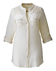 And Abigail Lace Trim Crinkle Shirt