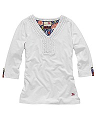 Spirit and Sands Jersey Ruffle Neck Top