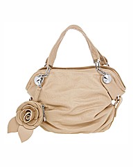 Rose Detail Nude Bag & Purse Set