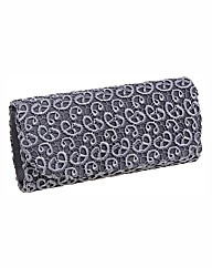 Grey Satin & Lace Cluth Bag