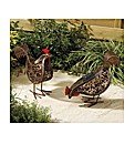 Metal Scroll Solar Hen Lights Pack of 2