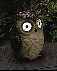 Solar Powered Bright Eyed Ceramic Owl