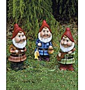 Hand Painted Ceramic Moving Gnomes Pk3