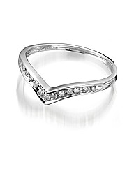 9ct White Gold Diamond Wishbone Ring