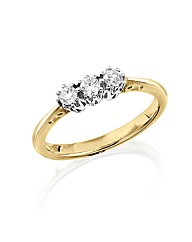 9ct Gold 1/4ct Trilogy Diamond Ring