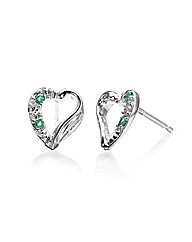 9ct White Gold Gemstone Heart Earrings