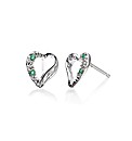 9ct White Gold Gemstone Heart Earrings