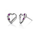 9ct White Gold Gemstone Heart Earrings