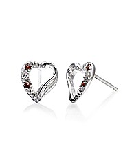 9ct White Gold Gemstone Heart Earrings