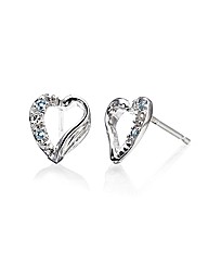 9ct White Gold Gemstone Heart Earrings