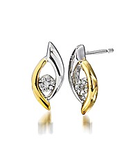 9ct Gold Two-Tone Diamond-Set Earrings