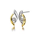 9ct Gold Two-Tone Diamond-Set Earrings