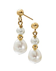 9ct Gold Freshwater Pearl Drop Earrings