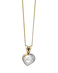 9ct Gold Pearl and Diamond-Set Pendant