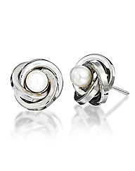 9ct Gold Pearl Crossover Earrings