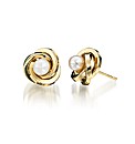 9ct Gold Pearl Crossover Earrings