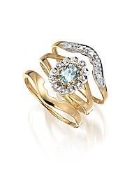 9ct Gold 3 Piece Blue Topaz Ring