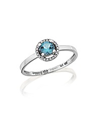 9ct White Gold Blue Topaz Ring