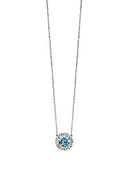 9ct White Gold Blue Topaz Pendant