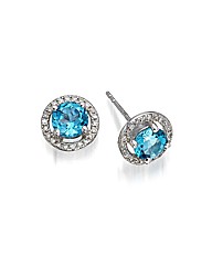 9ct White Gold Blue Topaz Earrings