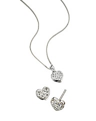 Sterling Silver Heart Pendant & Earrings